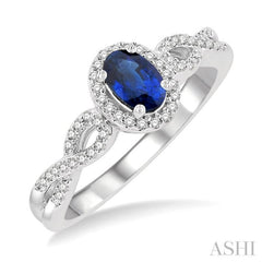 Oval Shape Gemstone & Halo Diamond Ring