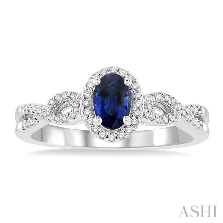 Oval Shape Gemstone & Halo Diamond Ring