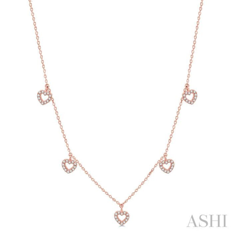 Heart Shape Diamond Station Necklace