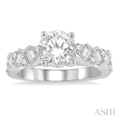 Round Shape Semi-Mount Scatter Diamond Engagement Ring