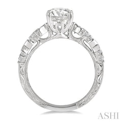 Round Shape Semi-Mount Scatter Diamond Engagement Ring