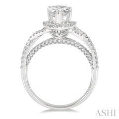 Pear Shape Semi-Mount Halo Diamond Engagement Ring