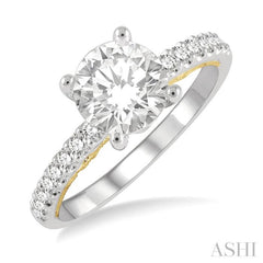 Round Shape Semi-Mount Diamond Engagement Ring