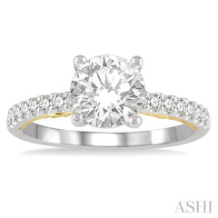 Round Shape Semi-Mount Diamond Engagement Ring