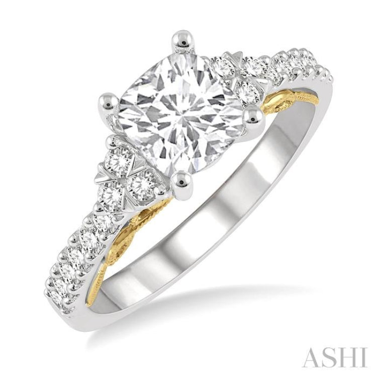 Cushion Shape Semi-Mount Diamond Engagement Ring