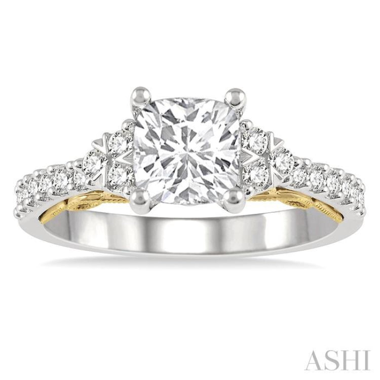 Cushion Shape Semi-Mount Diamond Engagement Ring