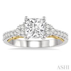 Cushion Shape Semi-Mount Diamond Engagement Ring