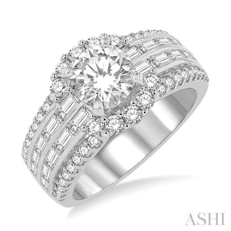 Round Shape Semi-Mount Diamond Engagement Ring