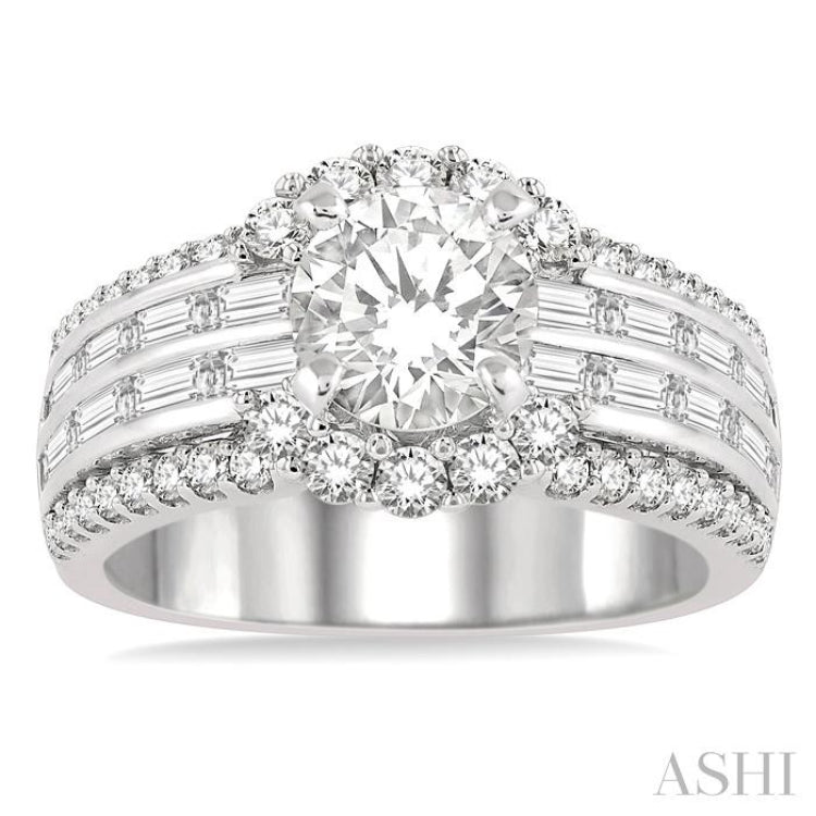 Round Shape Semi-Mount Diamond Engagement Ring