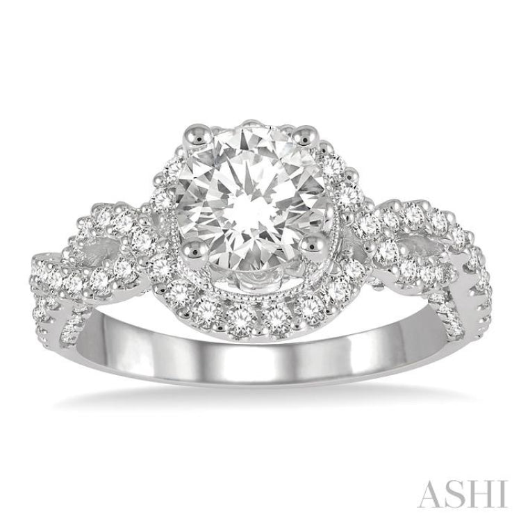 Round Shape Semi-Mount Halo Diamond Engagement Ring