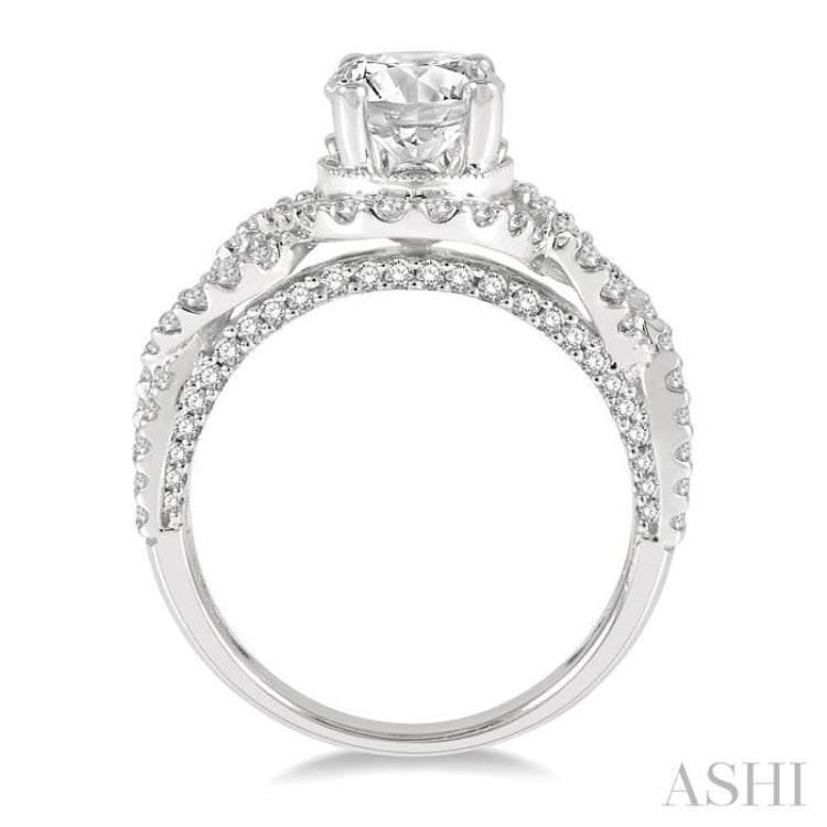 Round Shape Semi-Mount Halo Diamond Engagement Ring