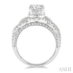 Round Shape Semi-Mount Halo Diamond Engagement Ring