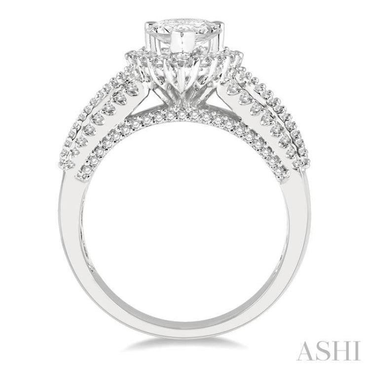 Pear Shape Semi-Mount Halo Diamond Engagement Ring