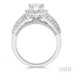 Pear Shape Semi-Mount Halo Diamond Engagement Ring