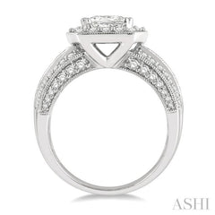 Princess Shape Semi-Mount Halo Diamond Engagement Ring