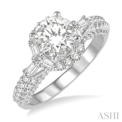 Round Shape Semi-Mount Halo Diamond Engagement Ring