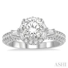 Round Shape Semi-Mount Halo Diamond Engagement Ring