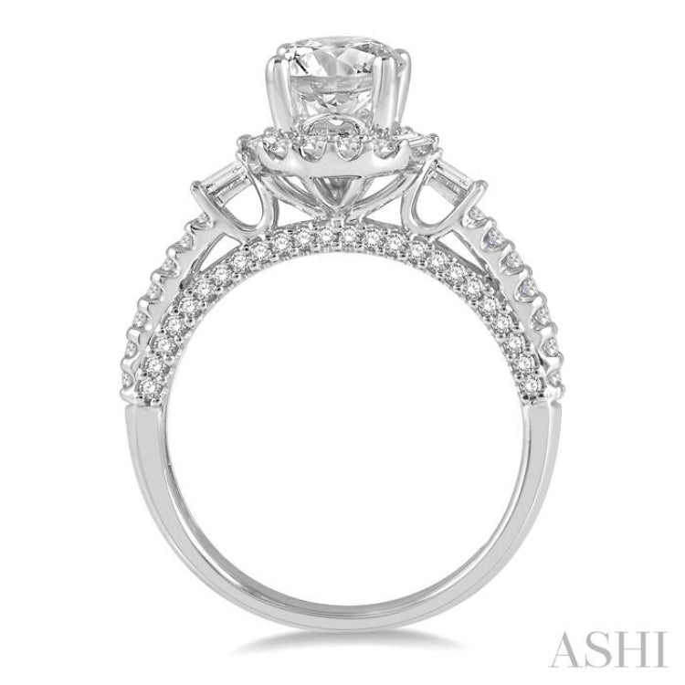 Round Shape Semi-Mount Halo Diamond Engagement Ring