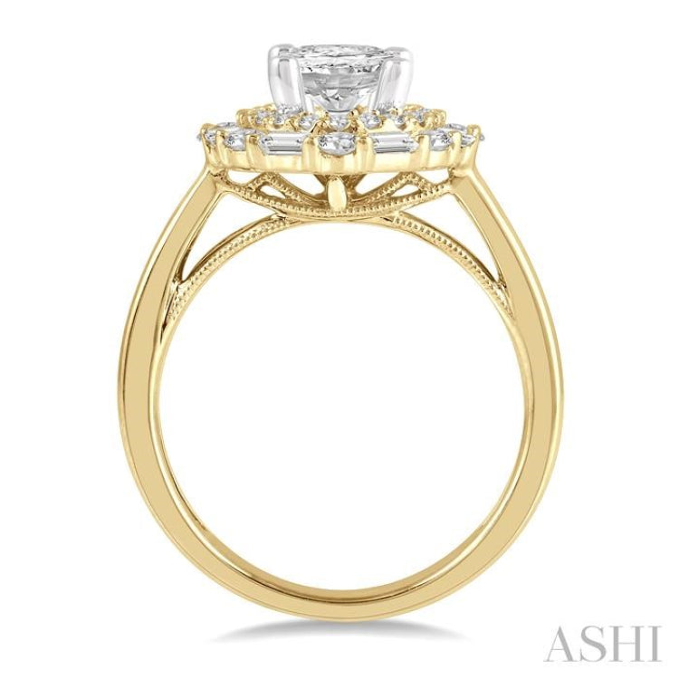 Oval Shape Semi-Mount Halo Diamond Engagement Ring