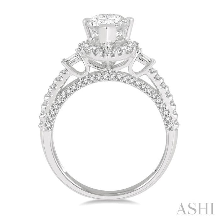 Pear Shape Semi-Mount Halo Diamond Engagement Ring