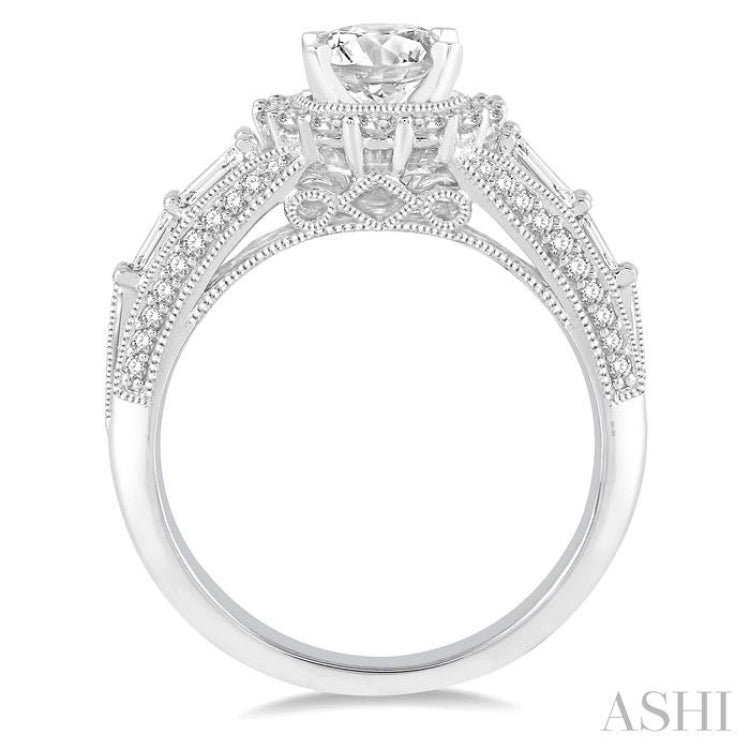 Oval Shape Semi-Mount Halo Diamond Engagement Ring