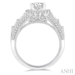 Oval Shape Semi-Mount Halo Diamond Engagement Ring