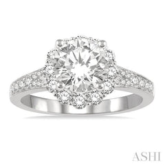 Round Shape Semi-Mount Halo Diamond Engagement Ring