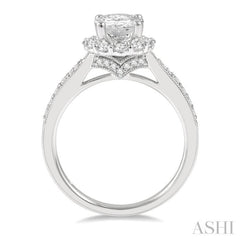 Oval Shape Semi-Mount Halo Diamond Engagement Ring