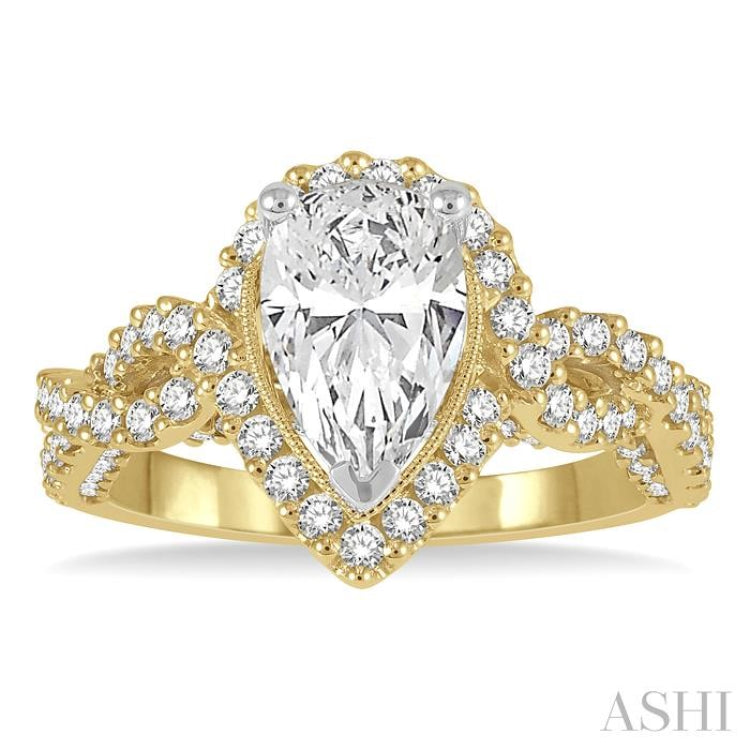 Pear Shape Semi-Mount Halo Diamond Engagement Ring