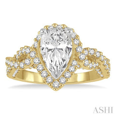 Pear Shape Semi-Mount Halo Diamond Engagement Ring