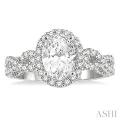 Oval Shape Semi-Mount Halo Diamond Engagement Ring