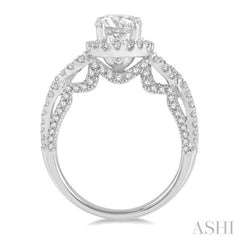 Oval Shape Semi-Mount Halo Diamond Engagement Ring