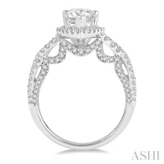 Pear Shape Semi-Mount Halo Diamond Engagement Ring