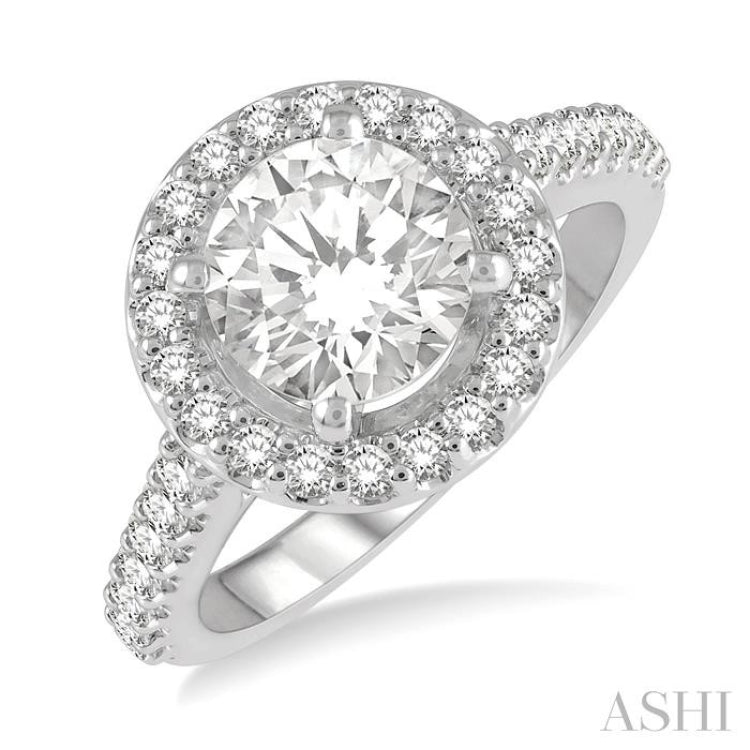 Round Shape Semi-Mount Halo Diamond Engagement Ring