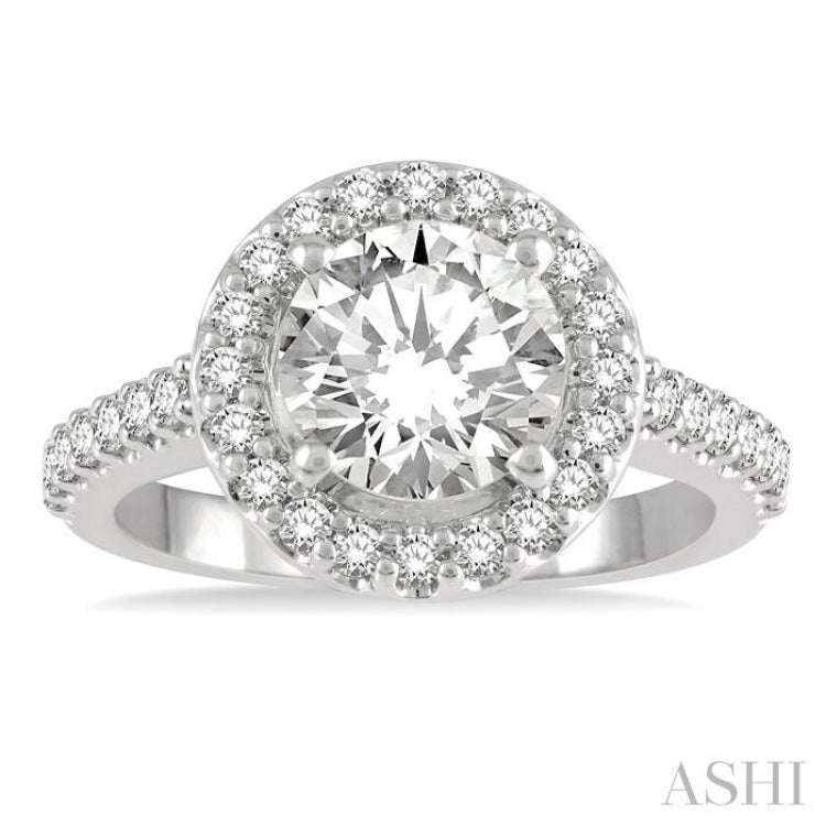 Round Shape Semi-Mount Halo Diamond Engagement Ring