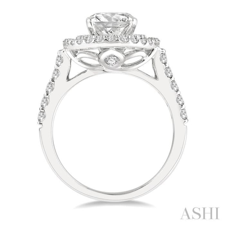 Oval Shape Semi-Mount Halo Diamond Engagement Ring