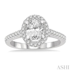 Oval Shape Semi-Mount Halo Diamond Engagement Ring