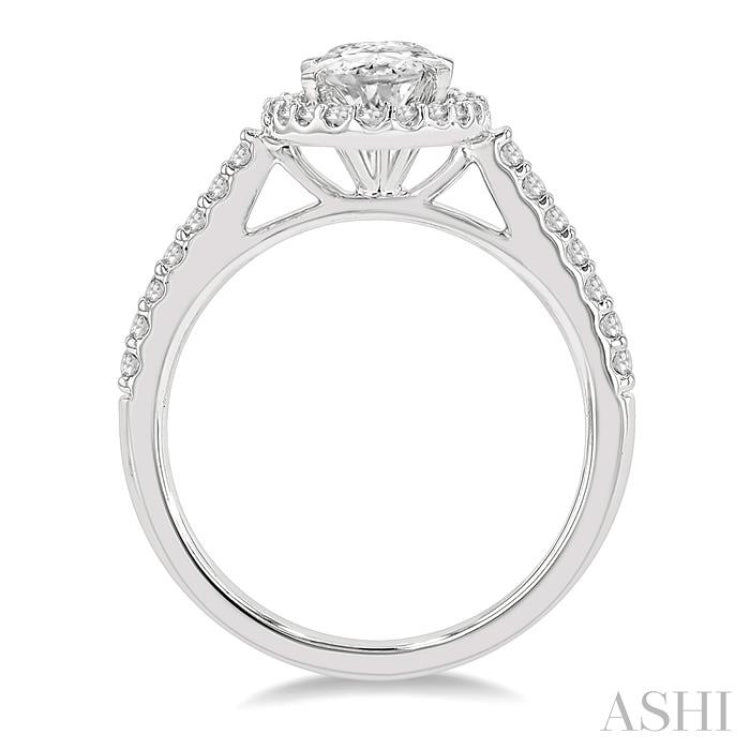 Oval Shape Semi-Mount Halo Diamond Engagement Ring