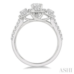 Round Shape Past Present & Future Halo Diamond Engagement Ring