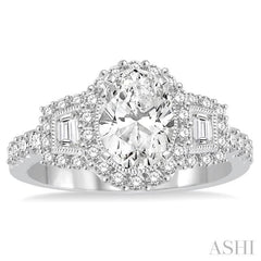 Oval Shape Semi-Mount Halo Diamond Engagement Ring