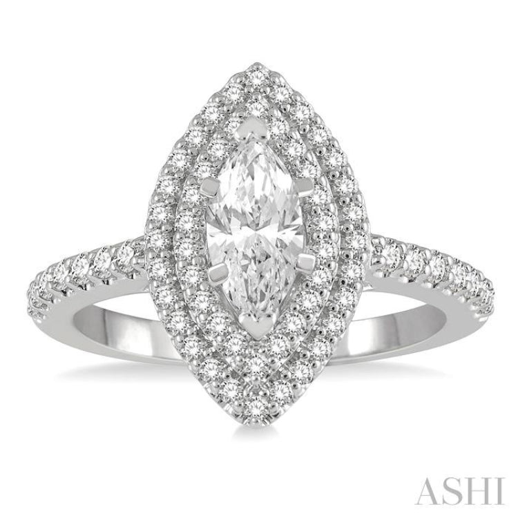 Marquise Shape Halo Diamond Engagement Ring