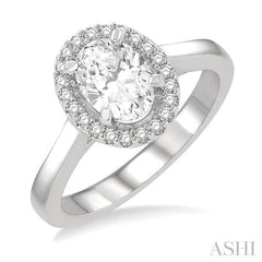 Oval Shape Semi-Mount Halo Diamond Engagement Ring