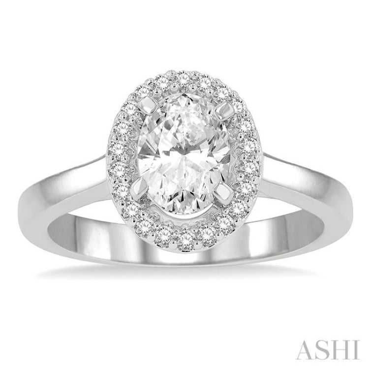 Oval Shape Semi-Mount Halo Diamond Engagement Ring