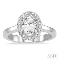 Oval Shape Semi-Mount Halo Diamond Engagement Ring