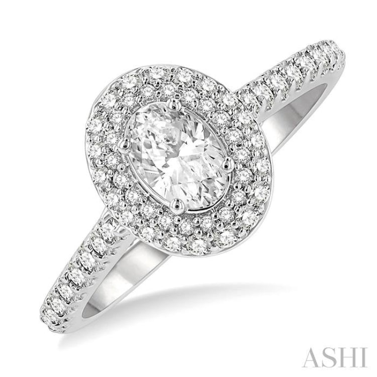 Oval Shape Halo Diamond Engagement Ring