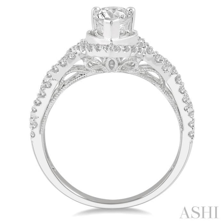 Pear Shape Halo Diamond Engagement Ring