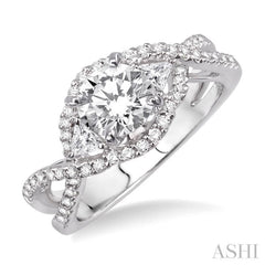 Round Shape Semi-Mount Diamond Engagement Ring