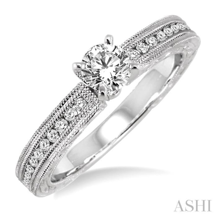 Round Shape Semi-Mount Diamond Engagement Ring