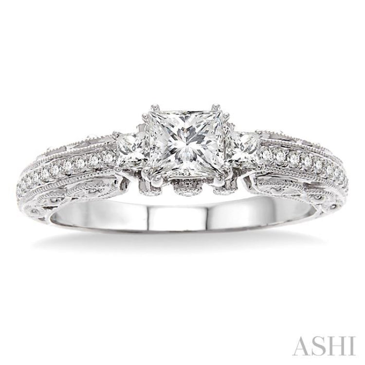 Princess Shape Past Present & Future Diamond Engagement Ring