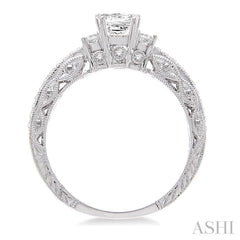 Princess Shape Past Present & Future Diamond Engagement Ring